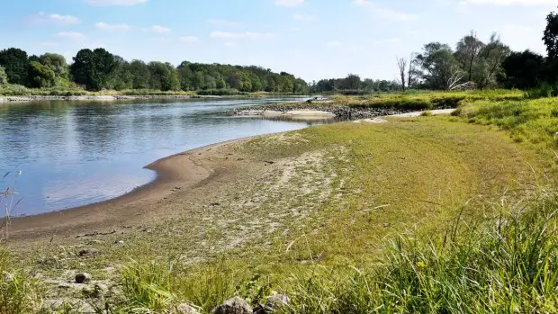 Niedrigwasser an der Oder in Frankfurt