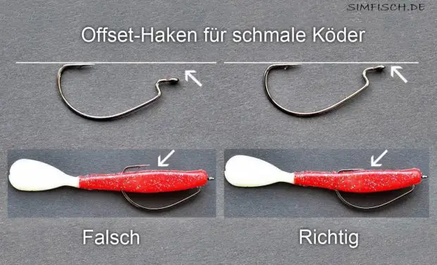 Offset Haken für schlanke Drop Shot Köder