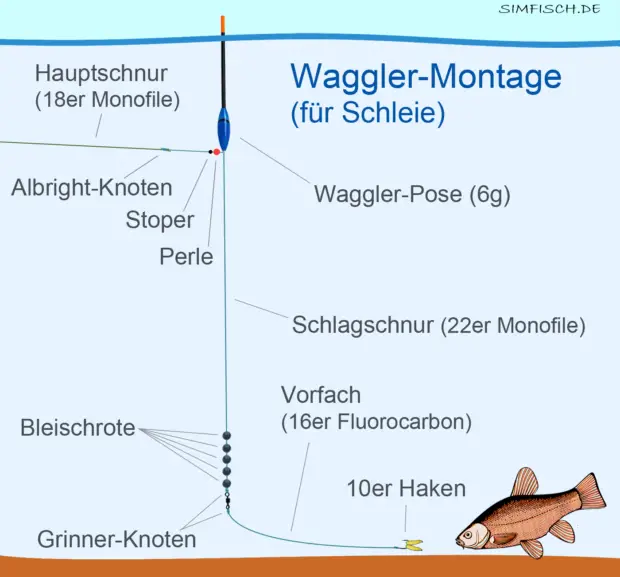 Schleien angeln mit Waggler-Montage