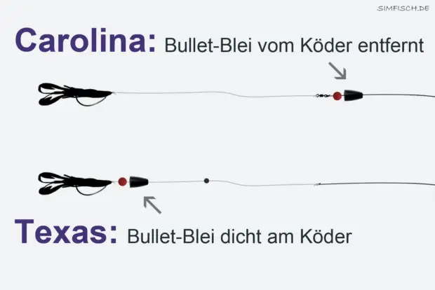 Unterschied zwischen Carolina Rig und Texas Rig